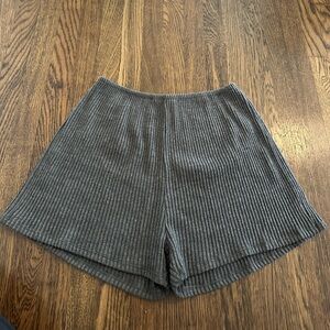 Joah Brown Charcoal Ribbed High Waist Shorts
